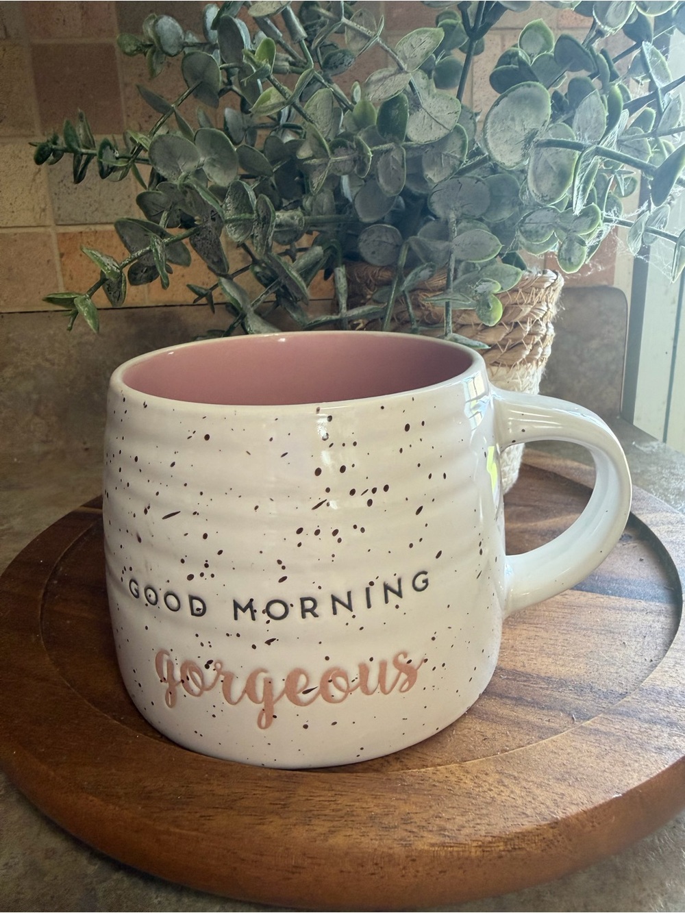 Good Morning Gorgeous Ceramic Mug - Pink Interior